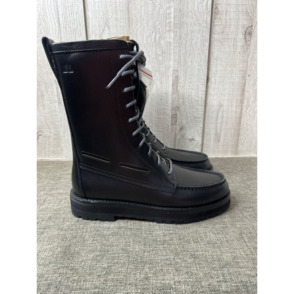 Sperry x John Legend Mens Sz 9 Tall Black Leather Lace-Up Boots w/ Side Zipper - Picture 2 of 11